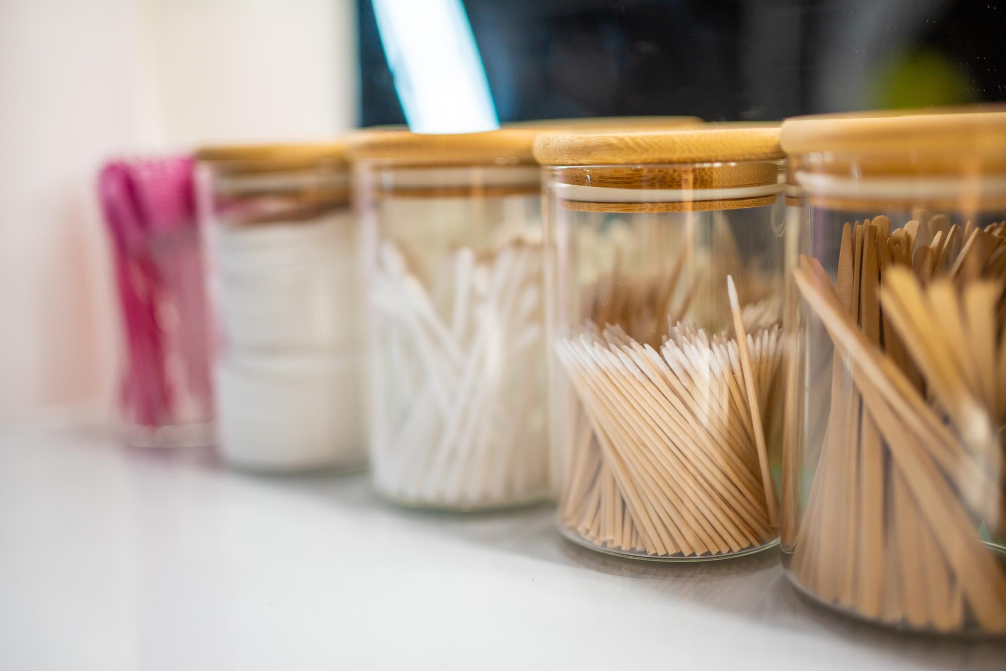 small image of prep station with labeled containers